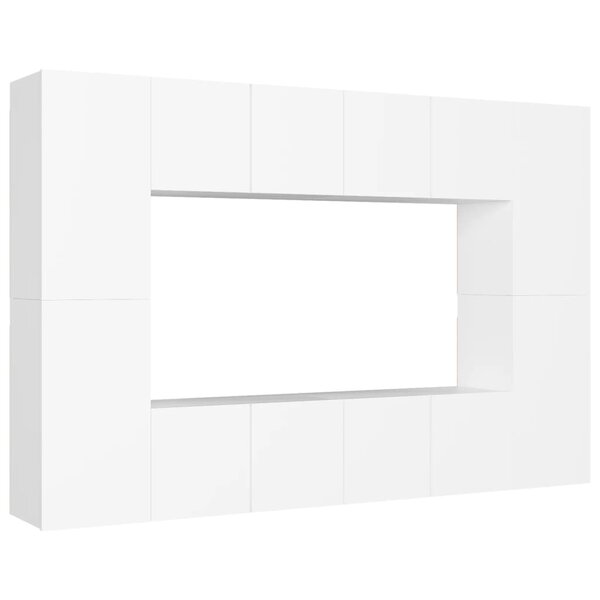 vidaXL Ensemble de meubles TV 8 Pièces Blanc Bois d'ingénierie