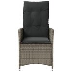 vidaXL Chaises inclinables de jardin lot de 2 et coussins gris rotin