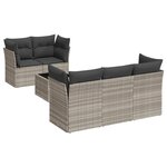 vidaXL Salon de jardin 6 Pièces avec coussins gris clair résine tressée