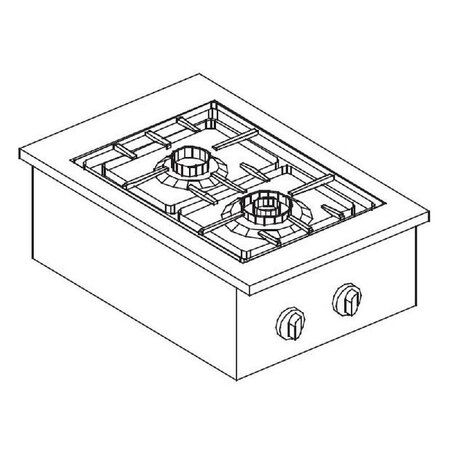 Réchaud à gaz drop-in - 2 feux 3 5 kw - combisteel - nvt. -  400x600x270mm