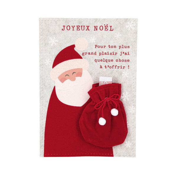 Carte de voeux - a étrennes - joyeux noël le père noël et son sac a cadeaux