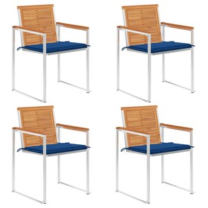 vidaXL Chaises de jardin 4 Pièces avec coussins Bois d'acacia massif