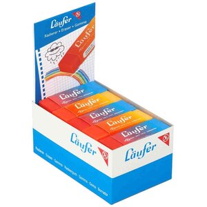 Gomme en plastique PLAST COLOR en présentoir de 20 LÄUFER