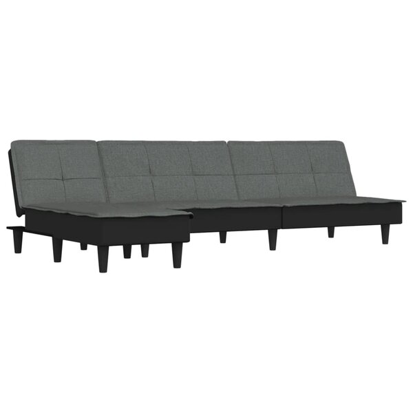 vidaXL Canapé-lit en forme de L gris foncé 255x140x70 cm tissu