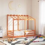 vidaXL Lit pour enfants et toit cire marron 80x160 cm bois massif pin