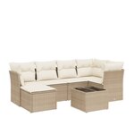 vidaXL Salon de jardin avec coussins 7 Pièces beige résine tressée
