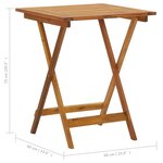 vidaXL Table pliable de jardin 60x60x75 cm Bois d'acacia solide