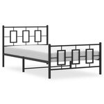 vidaXL Cadre de lit métal avec tête de lit/pied de lit noir 107x203 cm