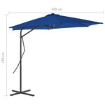 vidaXL Parasol d'extérieur avec mât en acier Bleu 300x230 cm