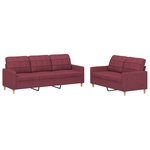 vidaXL Ensemble de canapés 2 Pièces avec coussins Rouge bordeaux Tissu