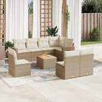 vidaXL Salon de jardin avec coussins 9 Pièces beige résine tressée