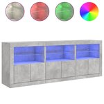 vidaXL Buffet avec lumières LED gris béton 181 5x37x67 cm