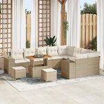 vidaXL Canapé de Jardin 12 pièces avec Coussins Beige Poly Rattan Acacia