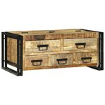 vidaXL Table Basse 90x50x38 cm en Bois Massif de Mangue Brut