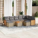 vidaXL Salon de jardin avec coussins 10 Pièces beige résine tressée