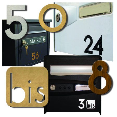 Numéro 0-Numéro adhésif pour boîtes aux lettres - Vinyle épais texturé,  hauteur 50 mm - Inox Brossé - La Poste