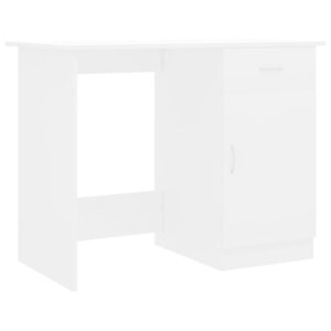 Bureau table poste de travail meuble d'ordinateur informatique étude 100 x 50 x 76 cm bois d'ingénierie blanc 02_0023500
