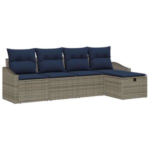 vidaXL Ensemble de canapé de jardin avec coussin 5 Pièces Gris Poly rotin