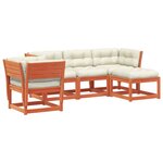 vidaXL Salon de jardin 5 Pièces avec coussins cire marron bois pin massif