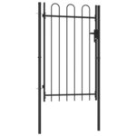 vidaXL Portillon simple porte avec dessus arqué Acier 1x1 5 m Noir