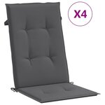 vidaXL Coussins de chaise de jardin à dossier haut lot de 4 anthracite