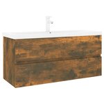 vidaXL Meuble lavabo avec bassin intégré Chêne fumé Bois d'ingénierie