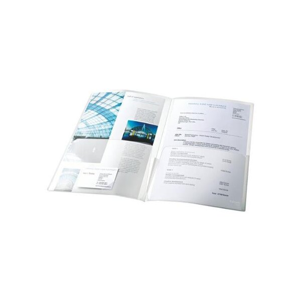 Sachet Lot de 5 chemises double poche incolore en PP 18/100e. 2 x A4 ou A3 ESSELTE