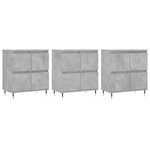 vidaXL Buffets 3 Pièces gris béton bois d'ingénierie