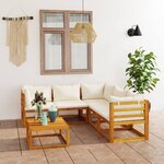 vidaXL Salon de jardin 6 Pièces avec coussin Crème Bois d'acacia solide
