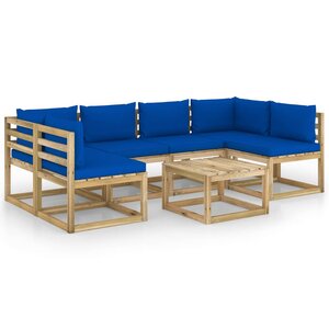 vidaXL Salon de jardin 7 Pièces avec coussins bois de pin imprégné