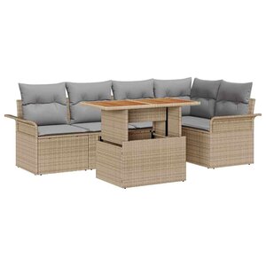 vidaXL Ensemble de canapé de jardin 6 Pièces beige et gris clair