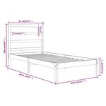 vidaXL Cadre de lit Noir Bois massif 75x190 cm Petit simple