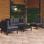 vidaXL Salon de jardin 5 Pièces avec coussins bois de pin massif