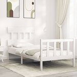 vidaXL Cadre de lit avec tête de lit blanc simple bois massif