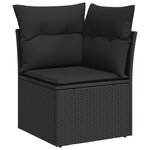vidaXL Ensemble de sofa de jardin 11 pièces avec coussins en rotin poly noir Acacia