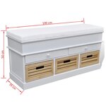 vidaXL Banc d'entrée et de rangement avec coussin 2 tiroirs Blanc