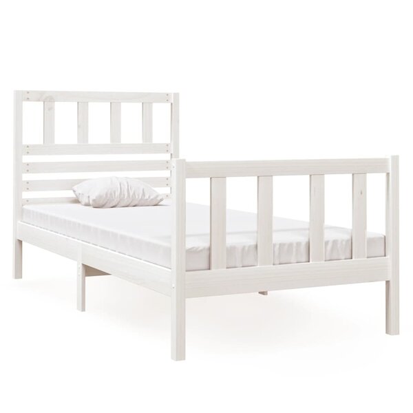 vidaXL Cadre de lit Blanc 75x190 cm Petit simple Bois massif