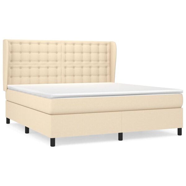 vidaXL Sommier à lattes de lit avec matelas Crème 180x200 cm Tissu