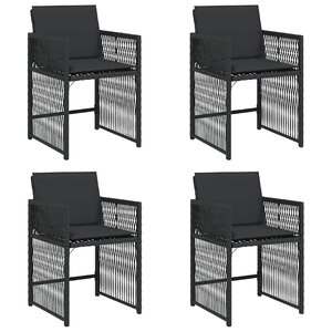 vidaXL Chaises de jardin lot de 4 avec coussins noir résine tressée