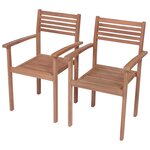 vidaXL Chaises de jardin 2 Pièces avec coussins anthracite Bois de teck