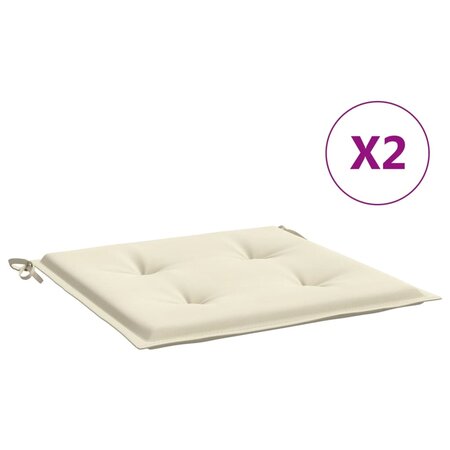 vidaXL Coussins de chaise jardin lot de 2 crème 40x40x3cm tissu oxford