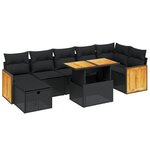 vidaXL Salon de jardin 8 Pièces avec coussins noir résine tressée