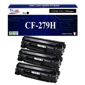 T3AZUR -3x Toners compatibles avec HP CF279A XL (79A) pour HP LaserJet Pro M12a M12w M26a M26nw