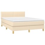 vidaXL Sommier à lattes de lit avec matelas LED Crème 140x190 cm Tissu