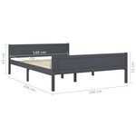 vidaXL Cadre de lit Bois de pin massif Gris 140x200 cm