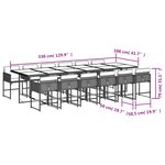vidaXL Ensemble à manger de jardin avec coussins 13 Pièces marron rotin