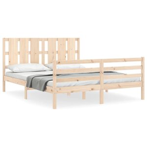 vidaXL Cadre de lit avec tête de lit 160x200 cm bois massif