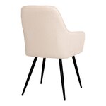 2 chaises de salle à manger en polyester bouclé blanc avec pieds noirs