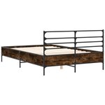 vidaXL Cadre de lit chêne fumé 135x190 cm bois d'ingénierie et métal
