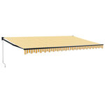 vidaXL Auvent rétractable jaune et blanc 5x3 m tissu et aluminium